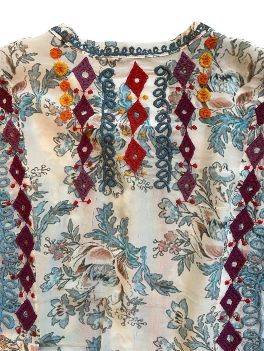 Johnny Was BYIA Isla Embroidered Floral Print Tunic Blouse Size M - Picture 12 of 16